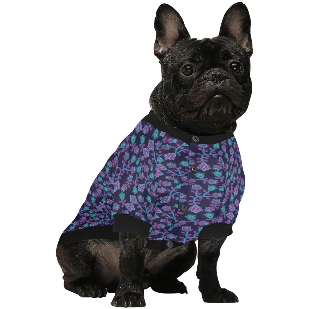 Beaded Blue Nouveau Pet Dog Round Neck Shirt