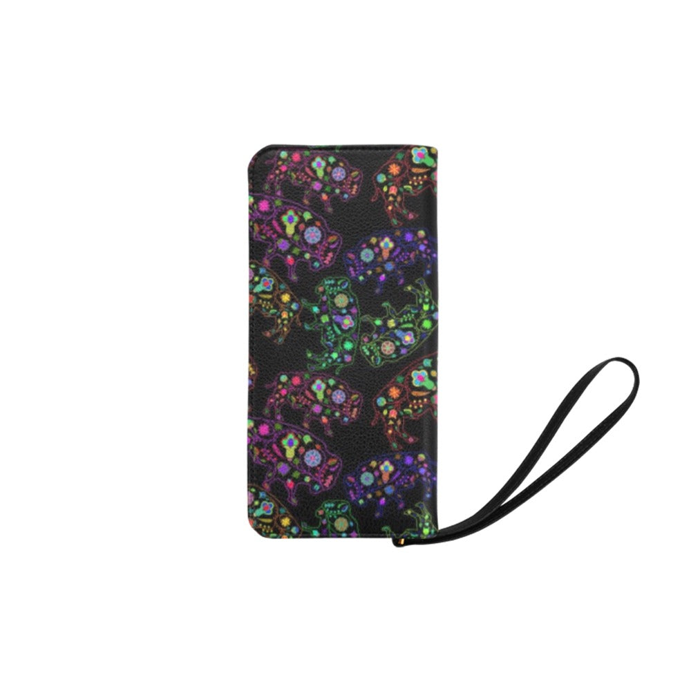 Neon Floral Buffalos Women's Clutch Purse