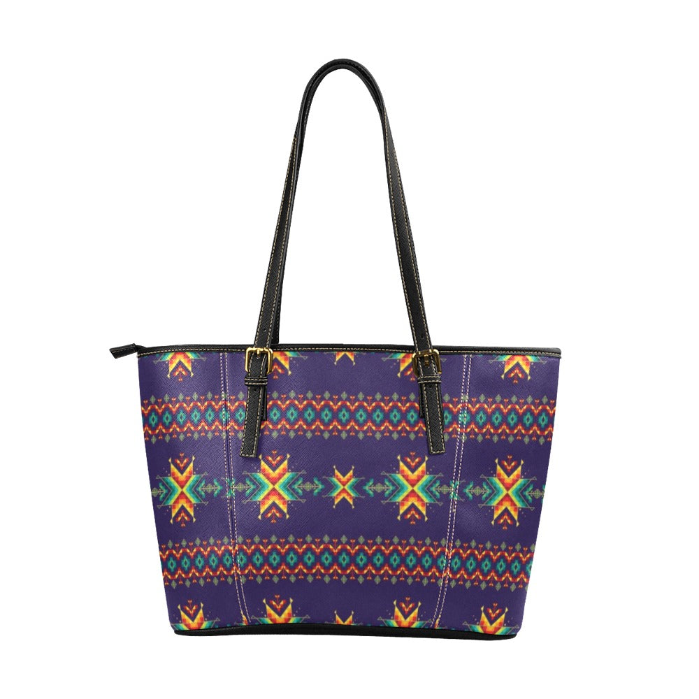 Dreams of Ancestors Indigo Leather Tote Bag