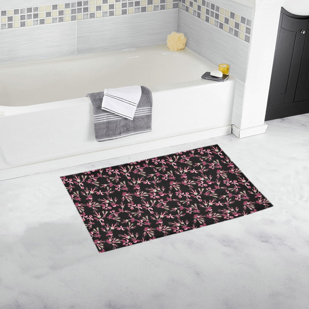 Floral Green Black Bath Rug 16''x 28''