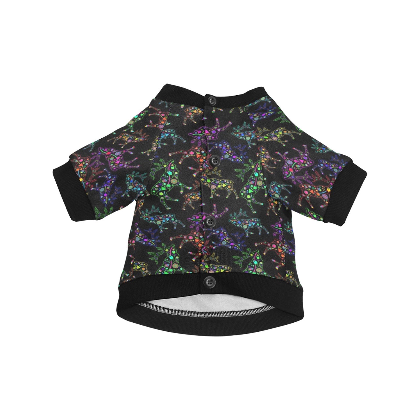 Neon Floral Elks Pet Dog Round Neck Shirt