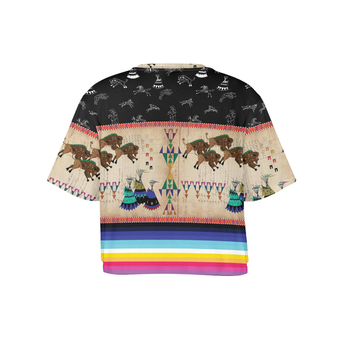 Buffalos Running Black Sky Crop Top