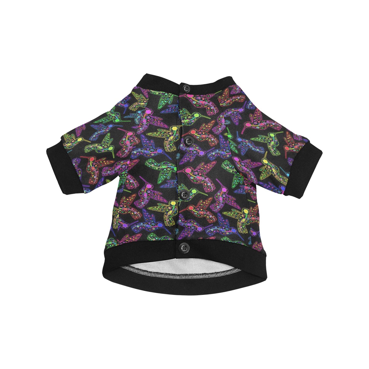 Neon Floral Hummingbirds Pet Dog Round Neck Shirt