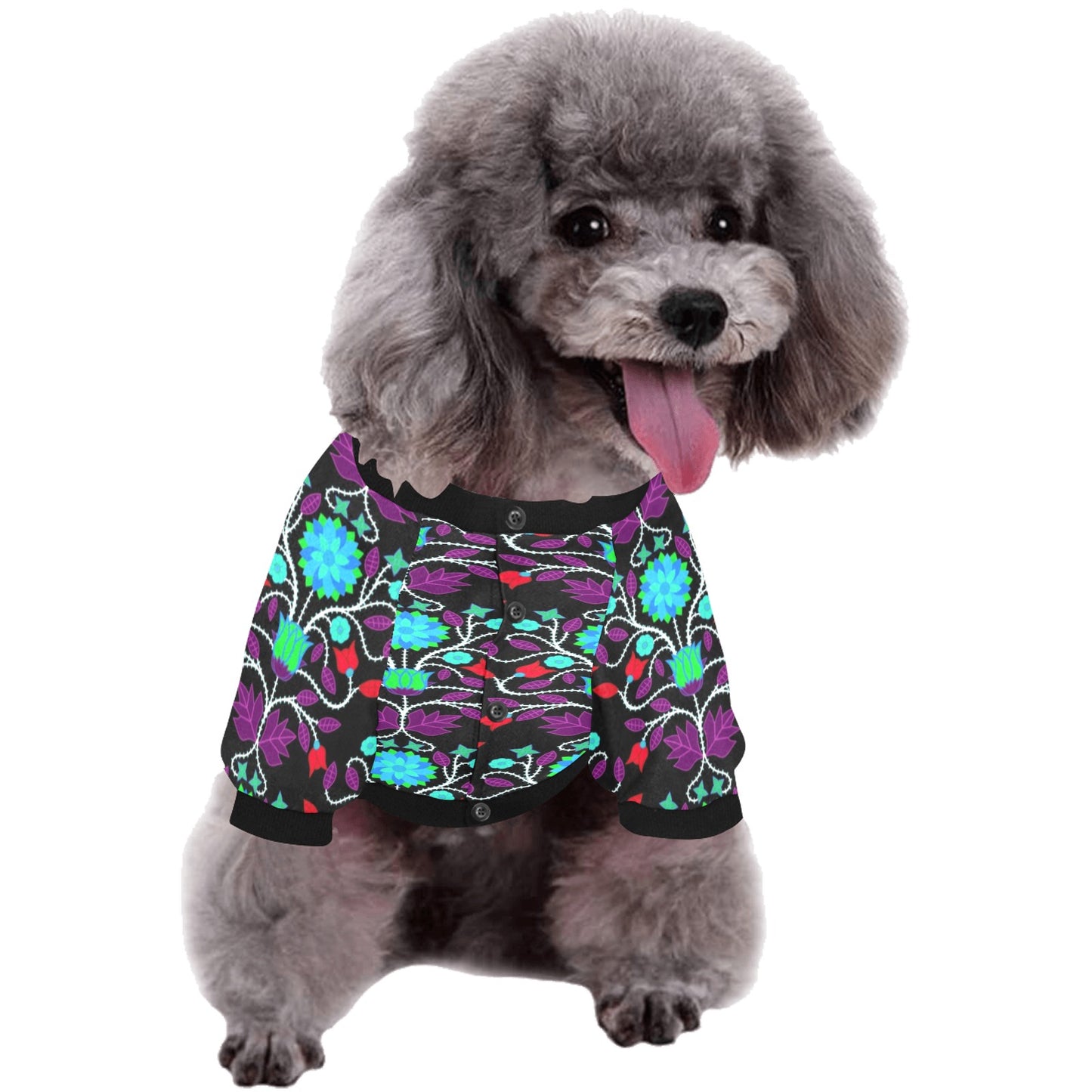 Floral Beadwork Four Clans Winter Pet Dog Round Neck Shirt