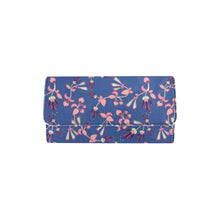Load image into Gallery viewer, Swift Floral Peach Blue Women&#39;s Trifold Wallet
