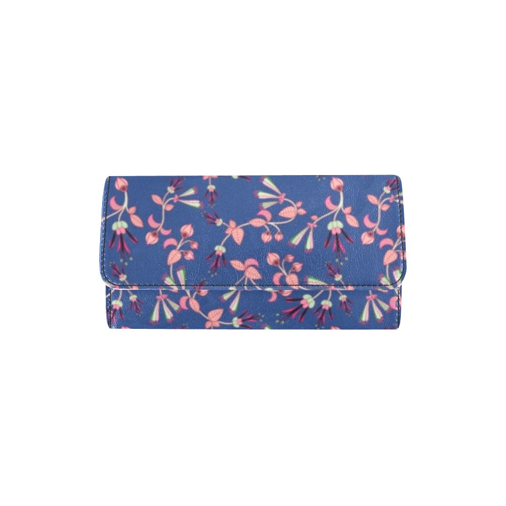 Swift Floral Peach Blue Women's Trifold Wallet