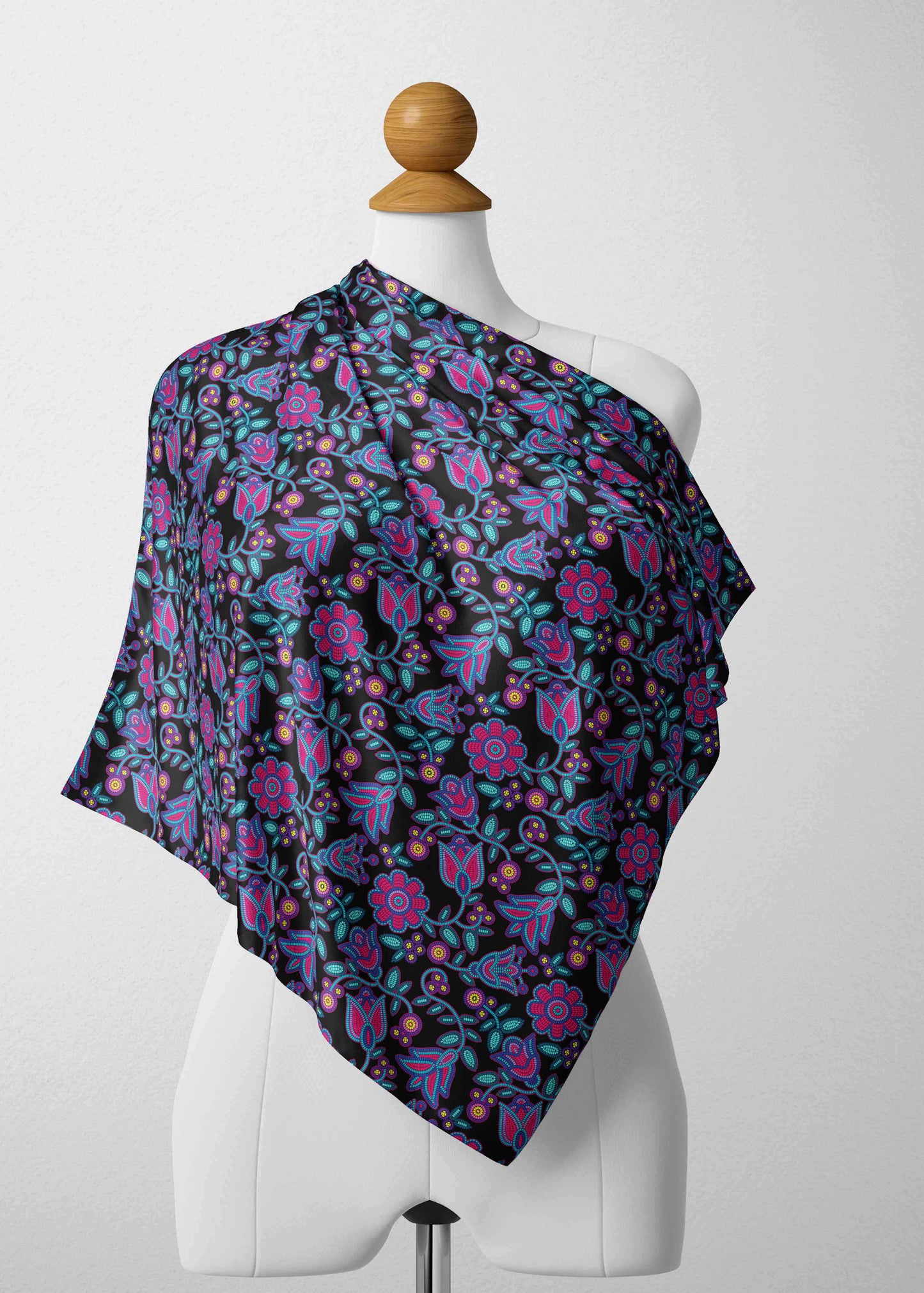 Beaded Nouveau Coal Satin Shawl