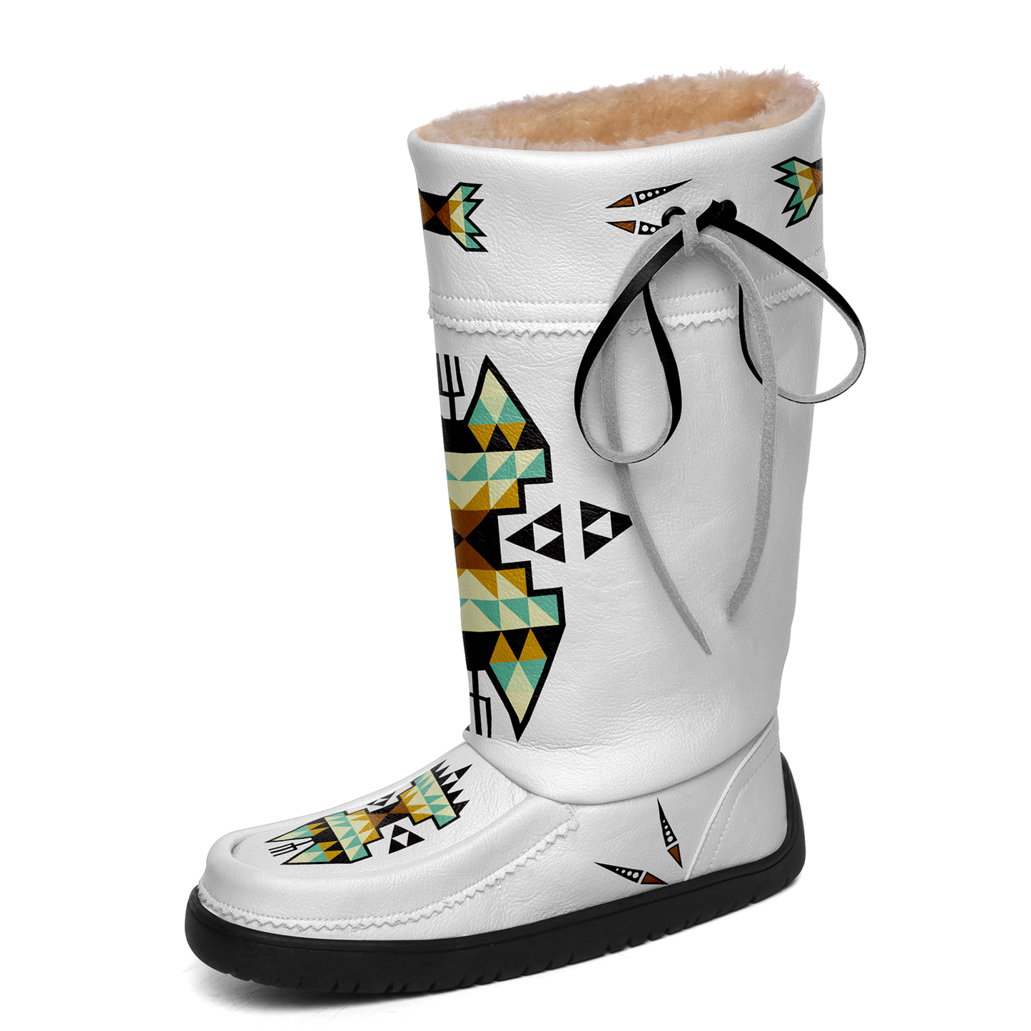 Geometric Earth Tone Real Leather MocLux