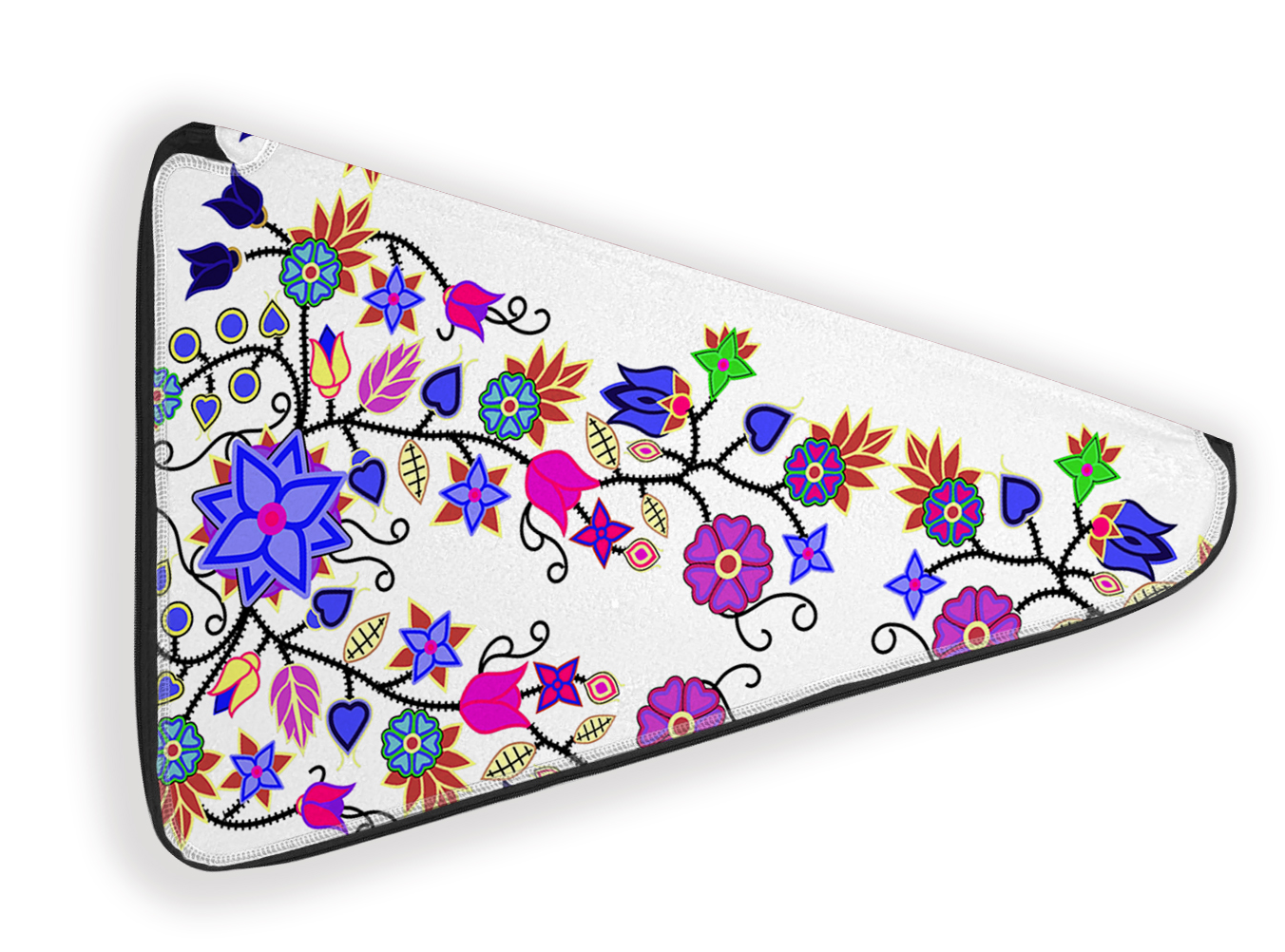 Floral Beadwork Seven Clans White Fan Case