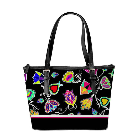 Indigenous Paisley Black Large Tote Shoulder Bag