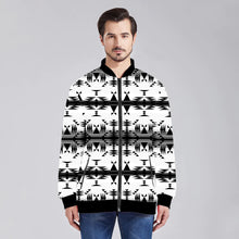 Load image into Gallery viewer, Between the Mountains White and Black Zippered Collared Lightweight Jacket
