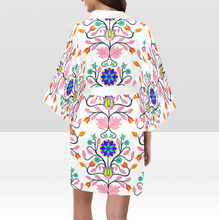 Load image into Gallery viewer, Floral Beadwork Four Clans White Kimono Robe
