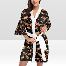 Load image into Gallery viewer, Gathering Yellow Black Kimono Robe
