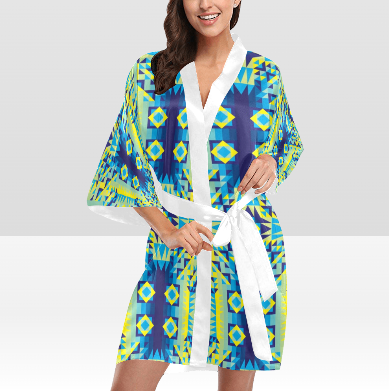 Kaleidoscope Jaune Bleu Kimono Robe