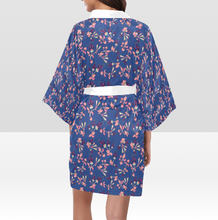 Load image into Gallery viewer, Swift Floral Peach Blue Kimono Robe
