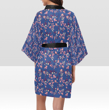 Load image into Gallery viewer, Swift Floral Peach Blue Kimono Robe
