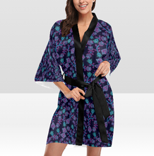 Load image into Gallery viewer, Beaded Blue Nouveau Kimono Robe
