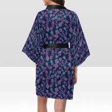 Load image into Gallery viewer, Beaded Blue Nouveau Kimono Robe
