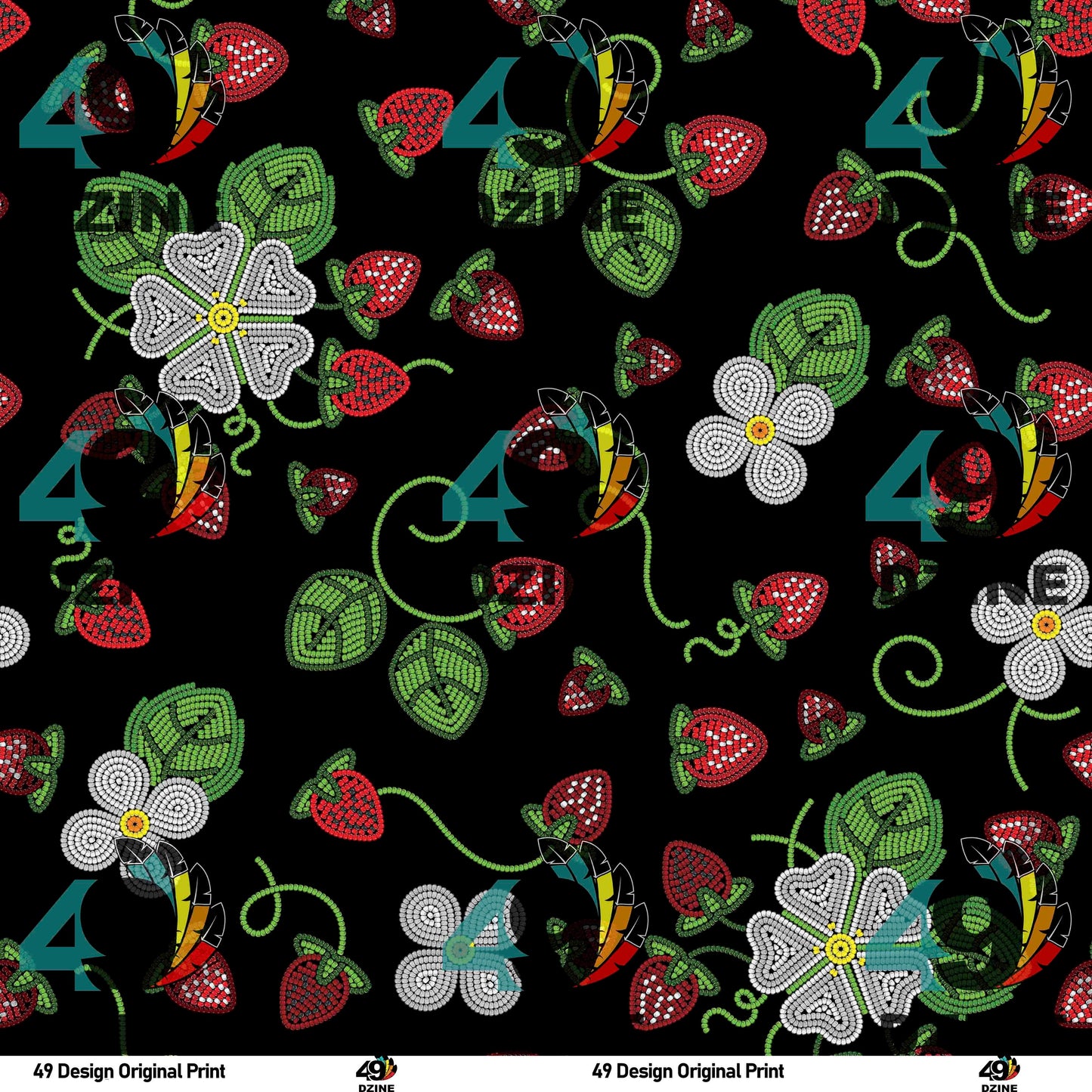 Strawberry Dreams Midnight Fabric