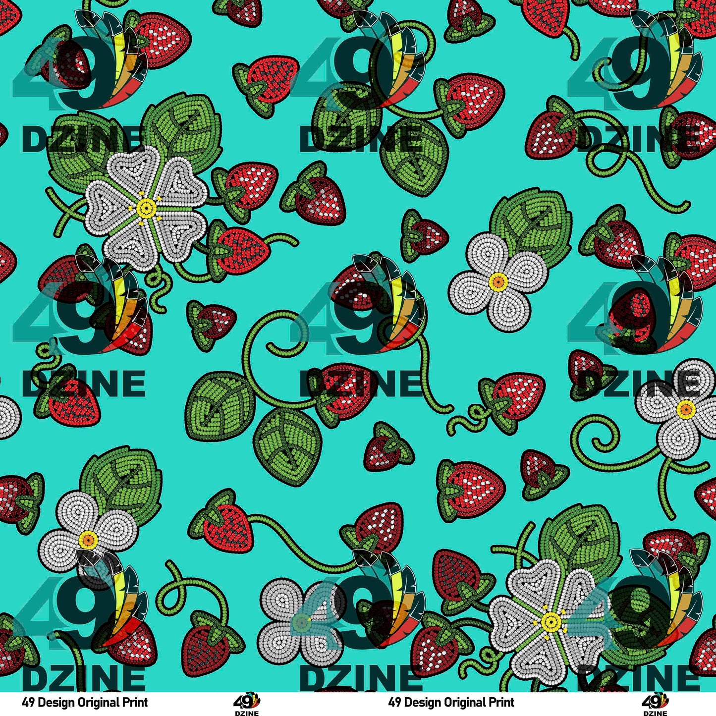 Strawberry Dreams Turquoise Fabric