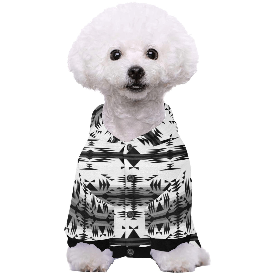 Between the Mountains White and Black Pet Dog Hoodie