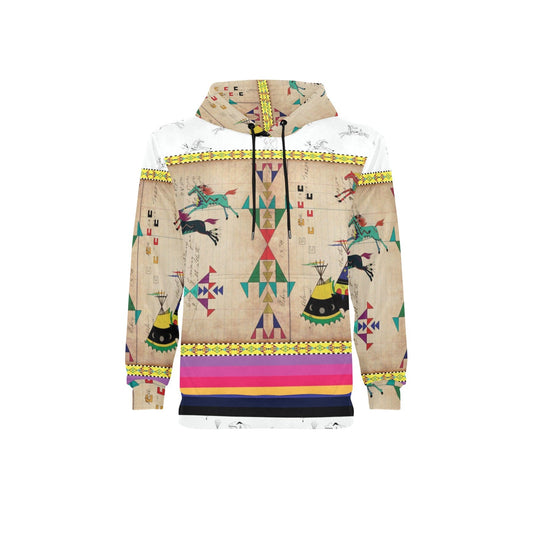 Horses Running White Clay Fleece Hoodie