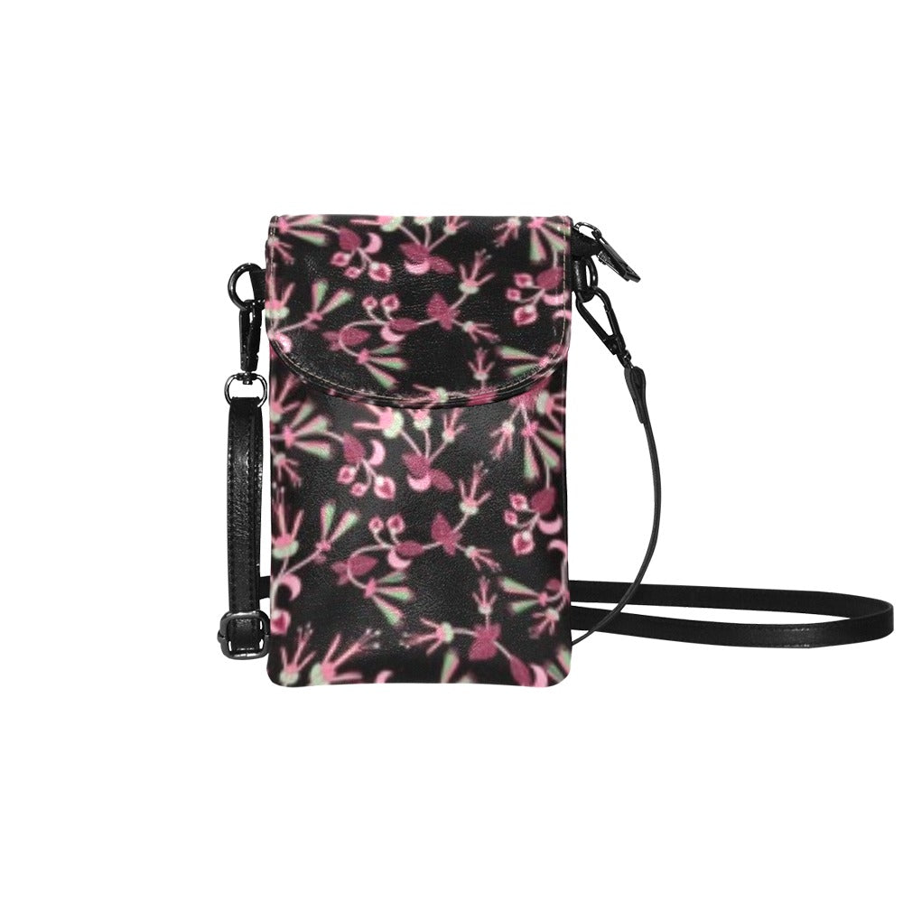 Floral Green Black Small Cell Phone Purse