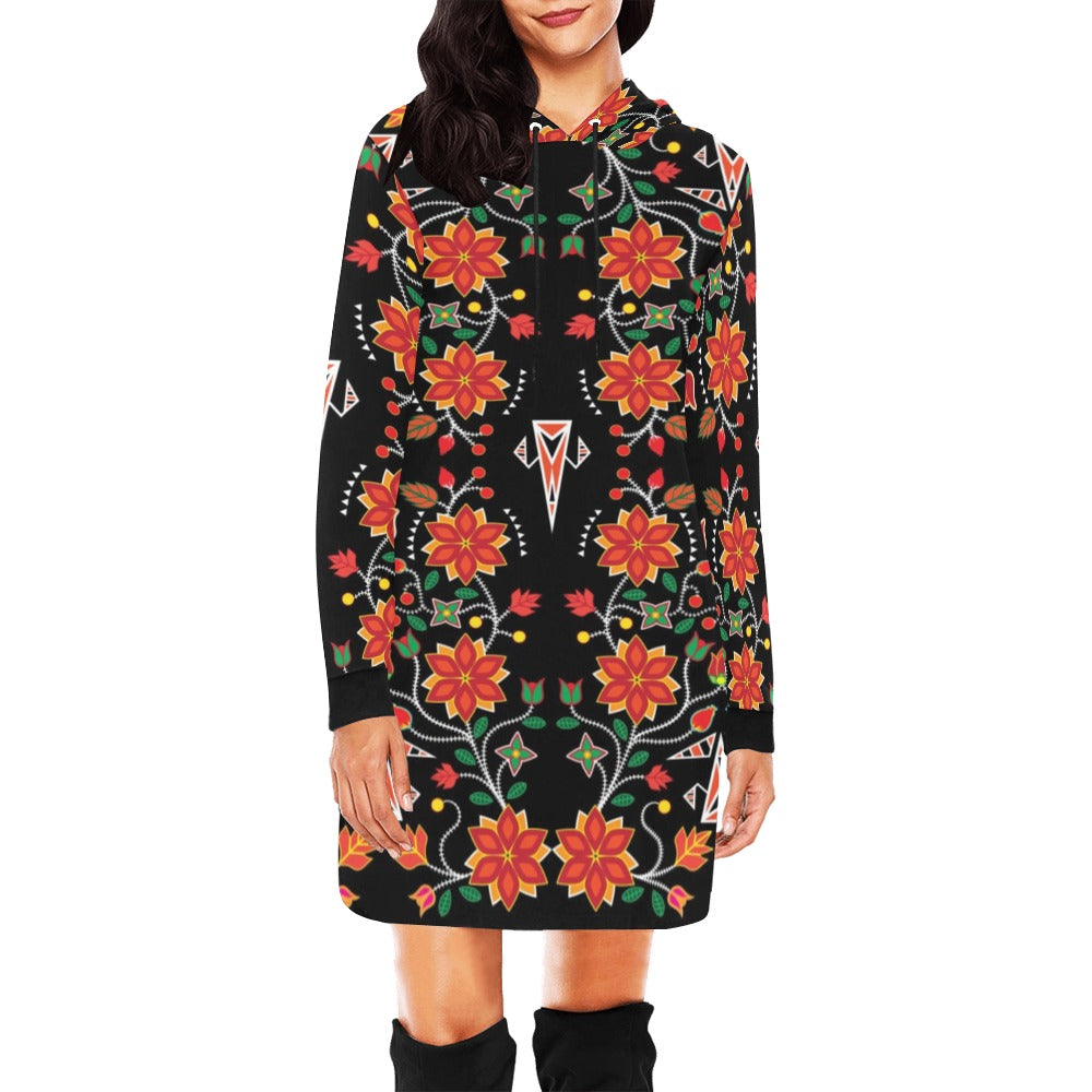 Floral Beadwork Six Bands Hoodie Dress