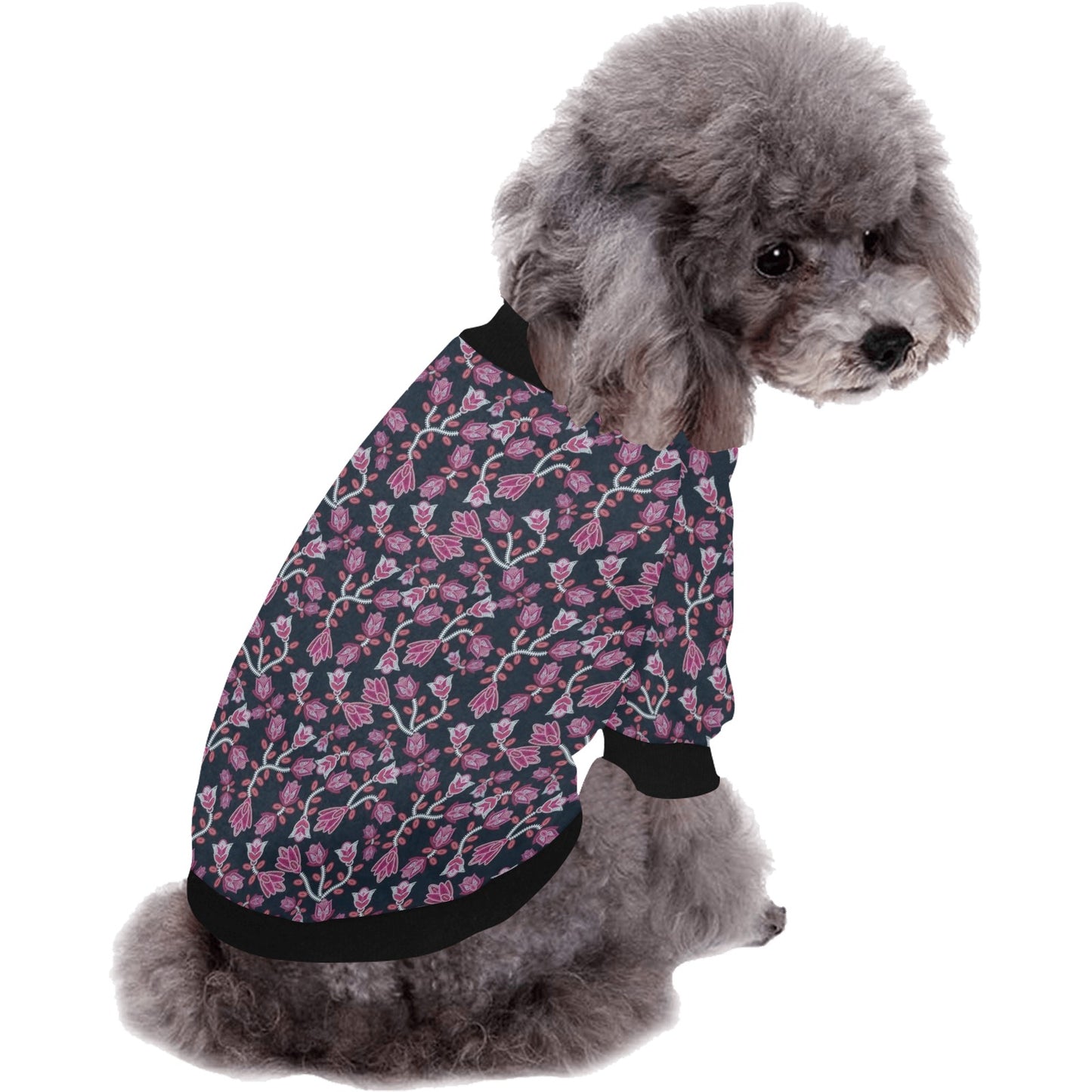 Beaded Pink Pet Dog Round Neck Shirt