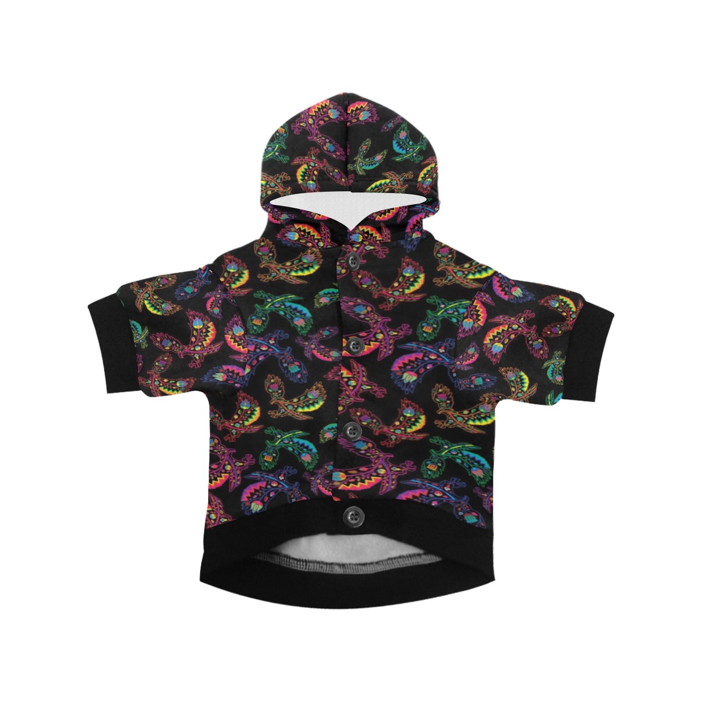 Neon Floral Eagles Pet Dog Hoodie