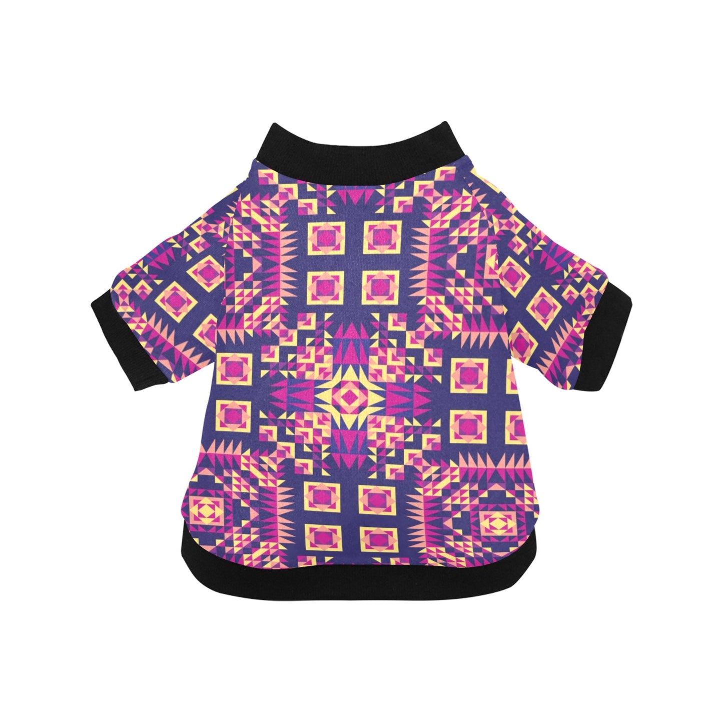 Kaleidoscope Bleu Pet Dog Round Neck Shirt