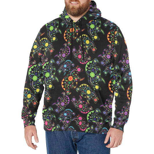 Neon Floral Bears Men's Long Sleeve Fleece Hoodie