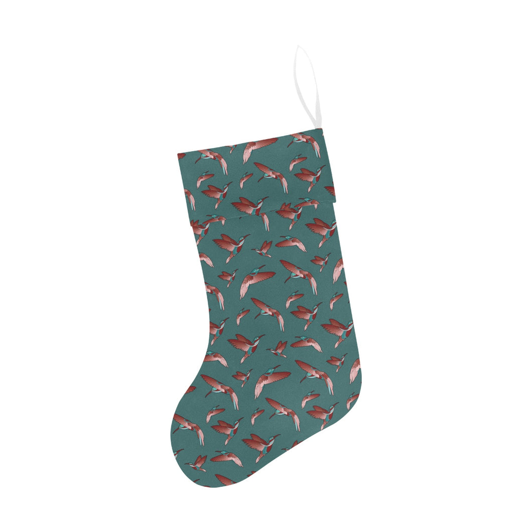 Red Swift Turquoise Christmas Stocking