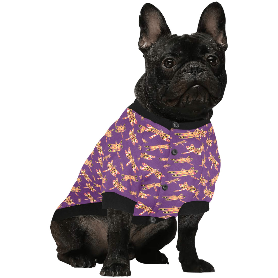 Gathering Yellow Purple Pet Dog Round Neck Shirt