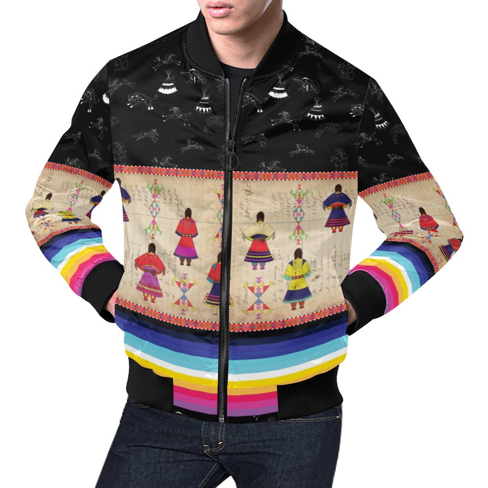 Ledger Round Dance Midnight Bomber Jacket for Men