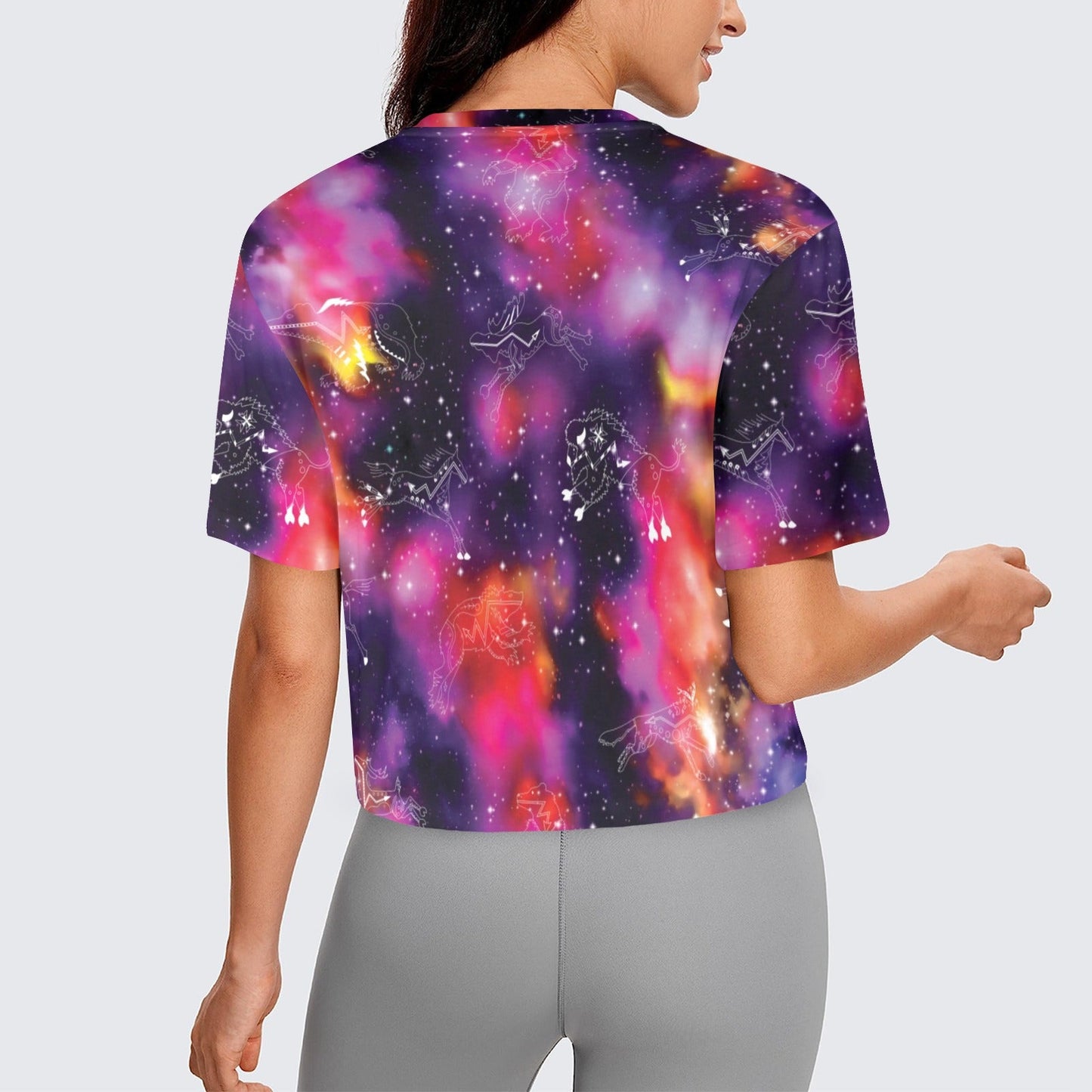 Animal Ancestors 9 Cosmic Swirl Purple and Red Crop Top