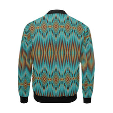 Load image into Gallery viewer, Fire Feather Turquoise Bomber Jacket for Men
