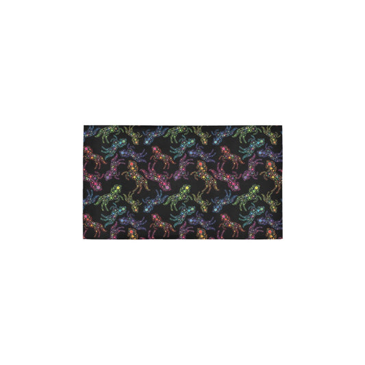 Neon Floral Horses Bath Rug 16''x 28''