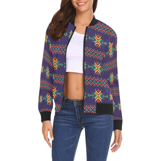 Dreams of Ancestors Indigo Bomber Jacket for Women