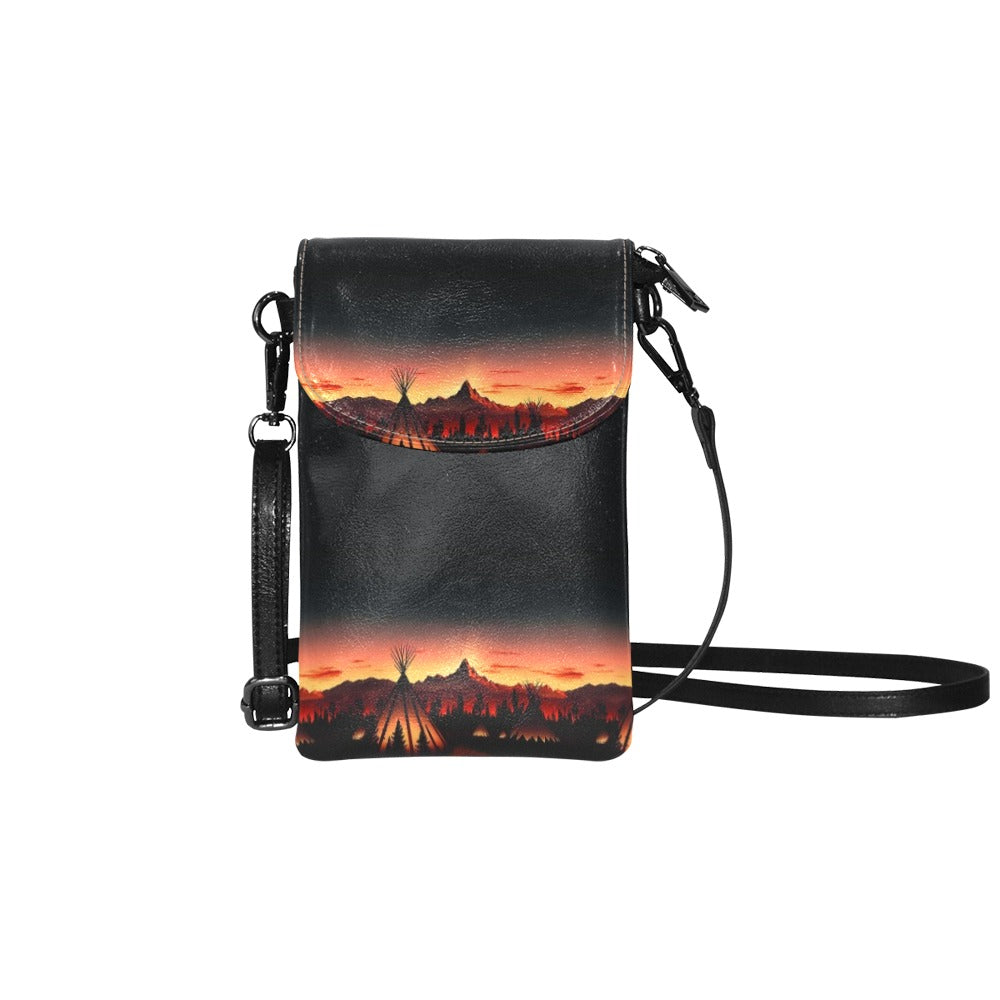 Sunset Tipis 1 Small Cell Phone Purse