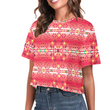 Load image into Gallery viewer, Red Pink Star Crop Top
