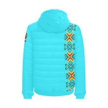 Load image into Gallery viewer, Turquoise Blanket Strip Men&#39;s Padded Hooded Jacket
