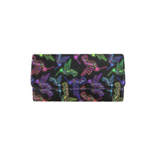 Load image into Gallery viewer, Neon Floral Hummingbirds Women&#39;s Trifold Wallet
