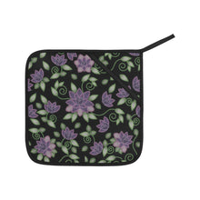 Load image into Gallery viewer, Purple Beaded Rose Oven Mitt &amp; Pot Holder
