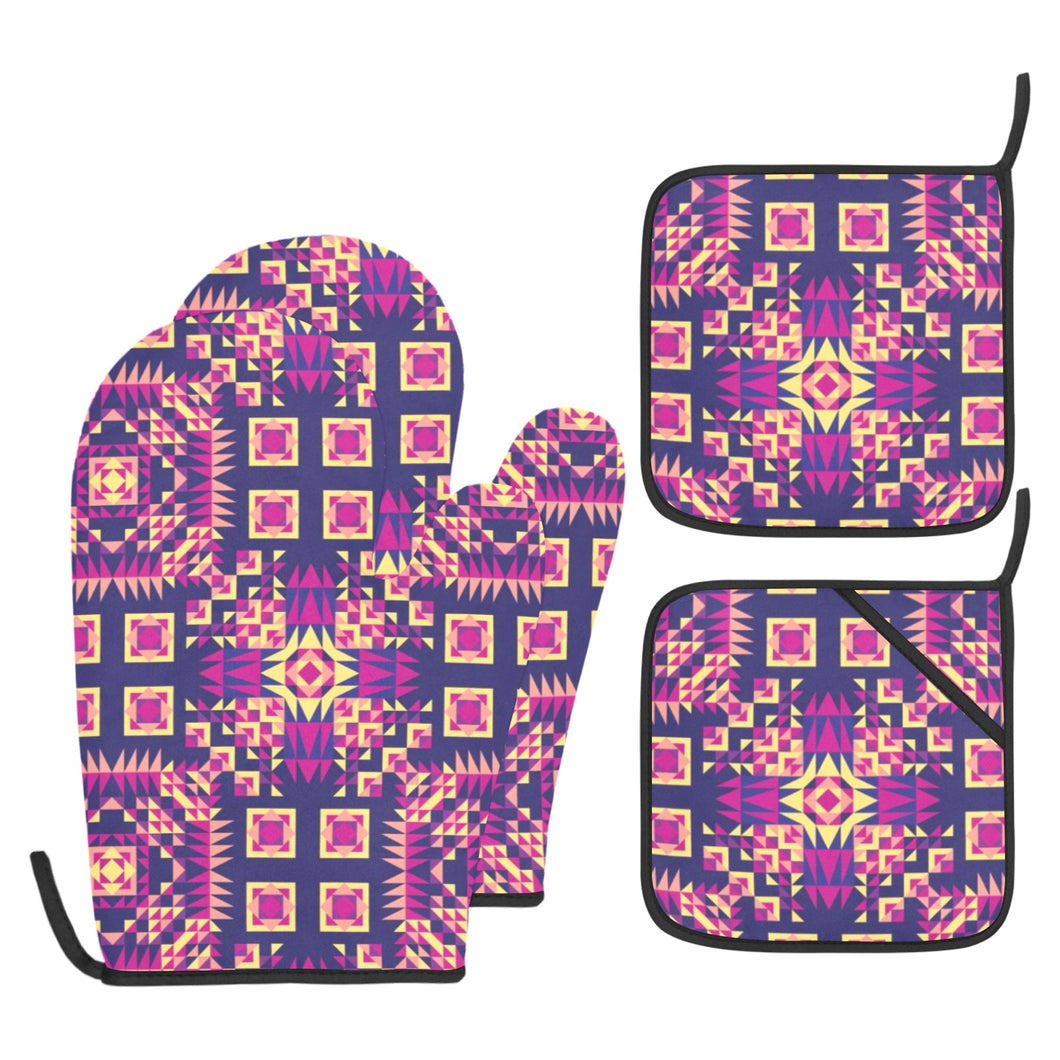 Kaleidoscope Bleu Oven Mitt & Pot Holder