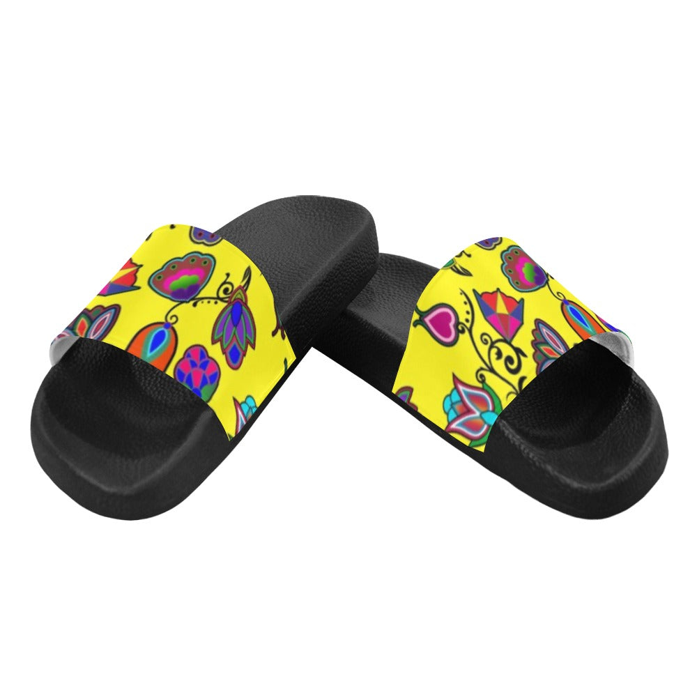 Indigenous Paisley Yellow Women's Slide Sandals