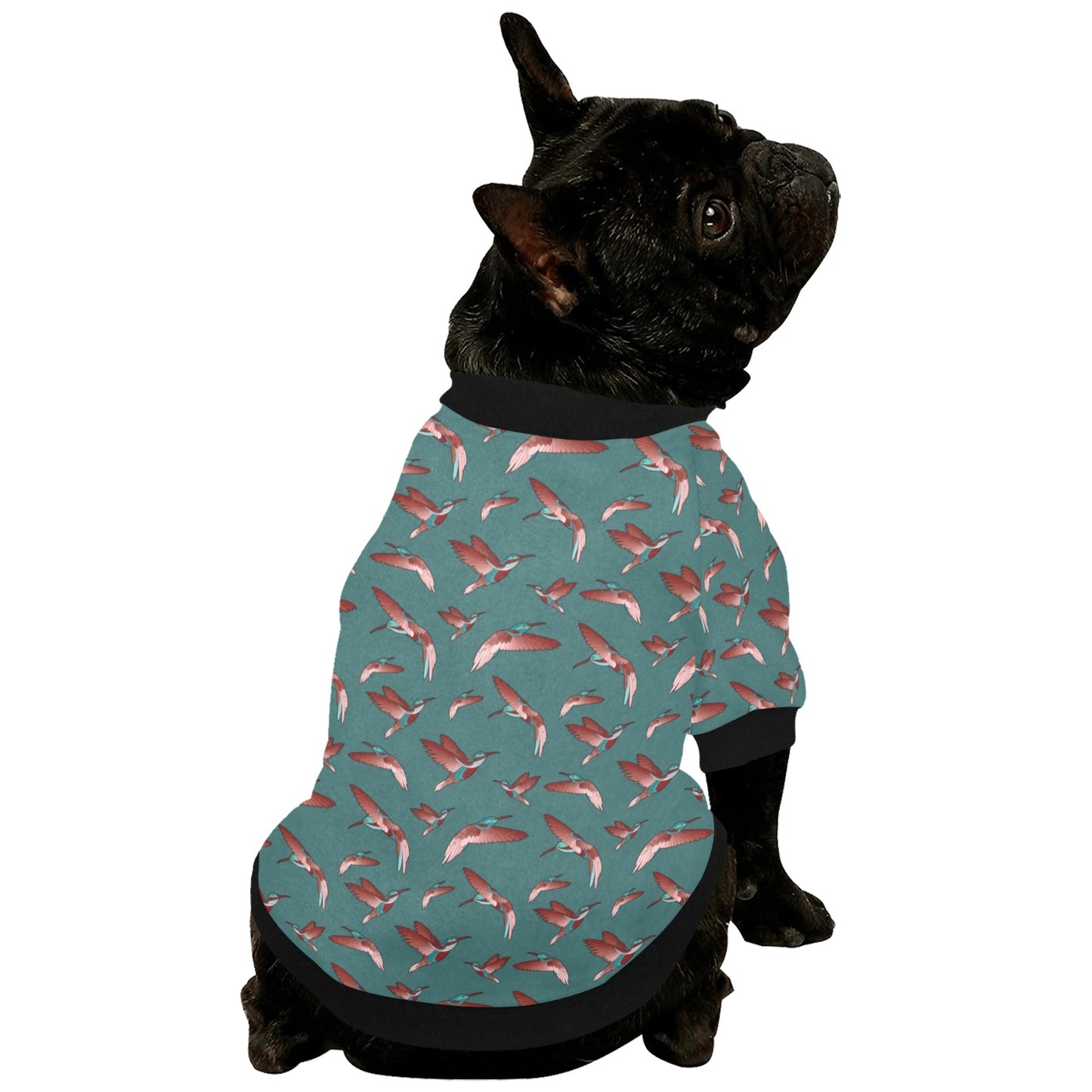 Red Swift Turquoise Pet Dog Round Neck Shirt