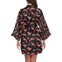 Load image into Gallery viewer, Red Swift Colourful Black Long Sleeve Kimono Robe
