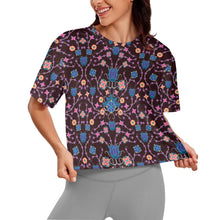 Load image into Gallery viewer, Floral Damask Purple Crop Top
