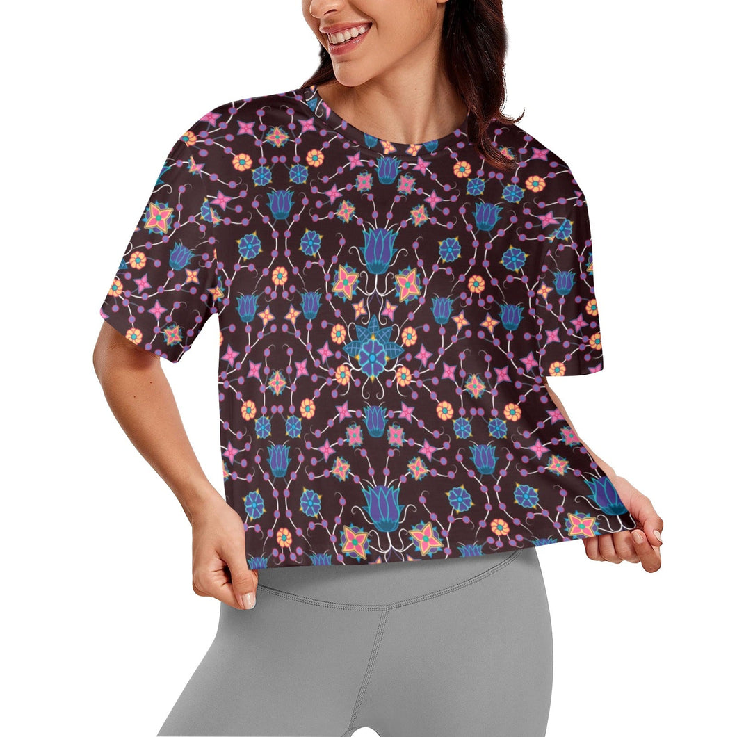 Floral Damask Purple Crop Top